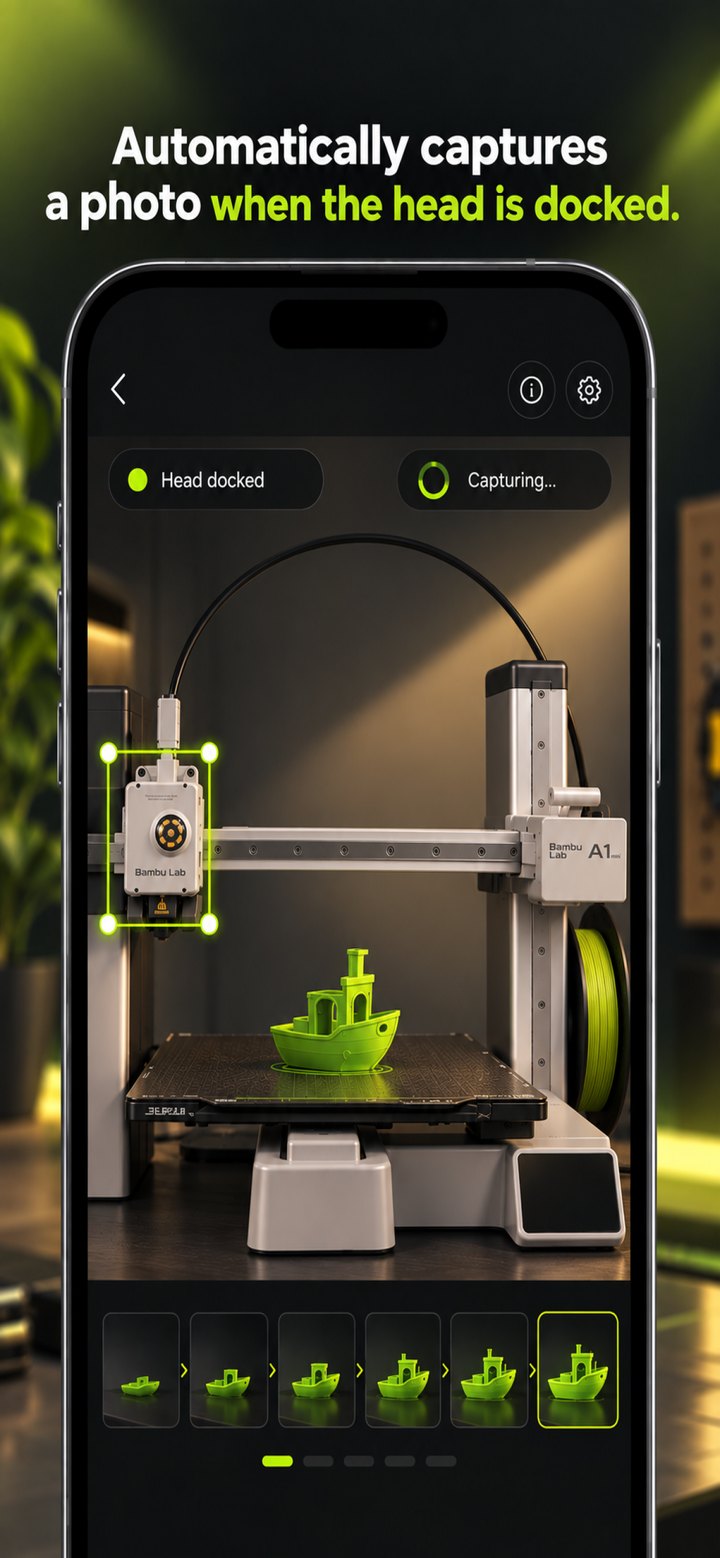 3D Printcam capturing a photo automatically when the print head is docked